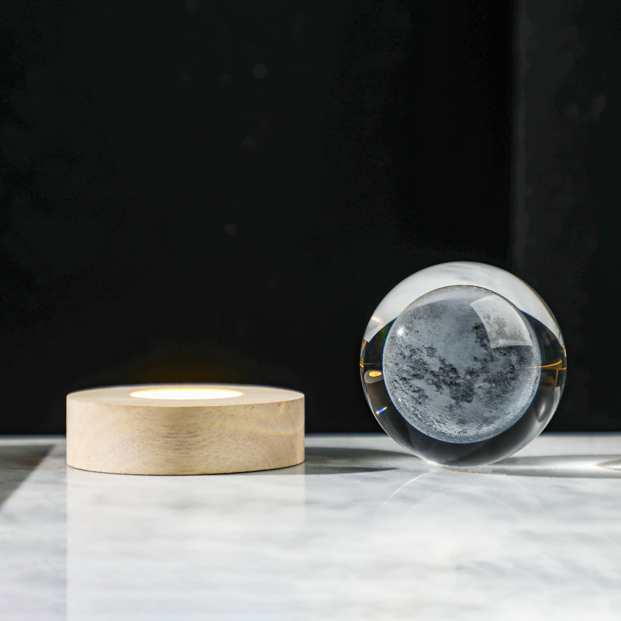 LOULIQIGIFT Crystal Moon Crystal Ball with Light Base Night Light 2.3Inches