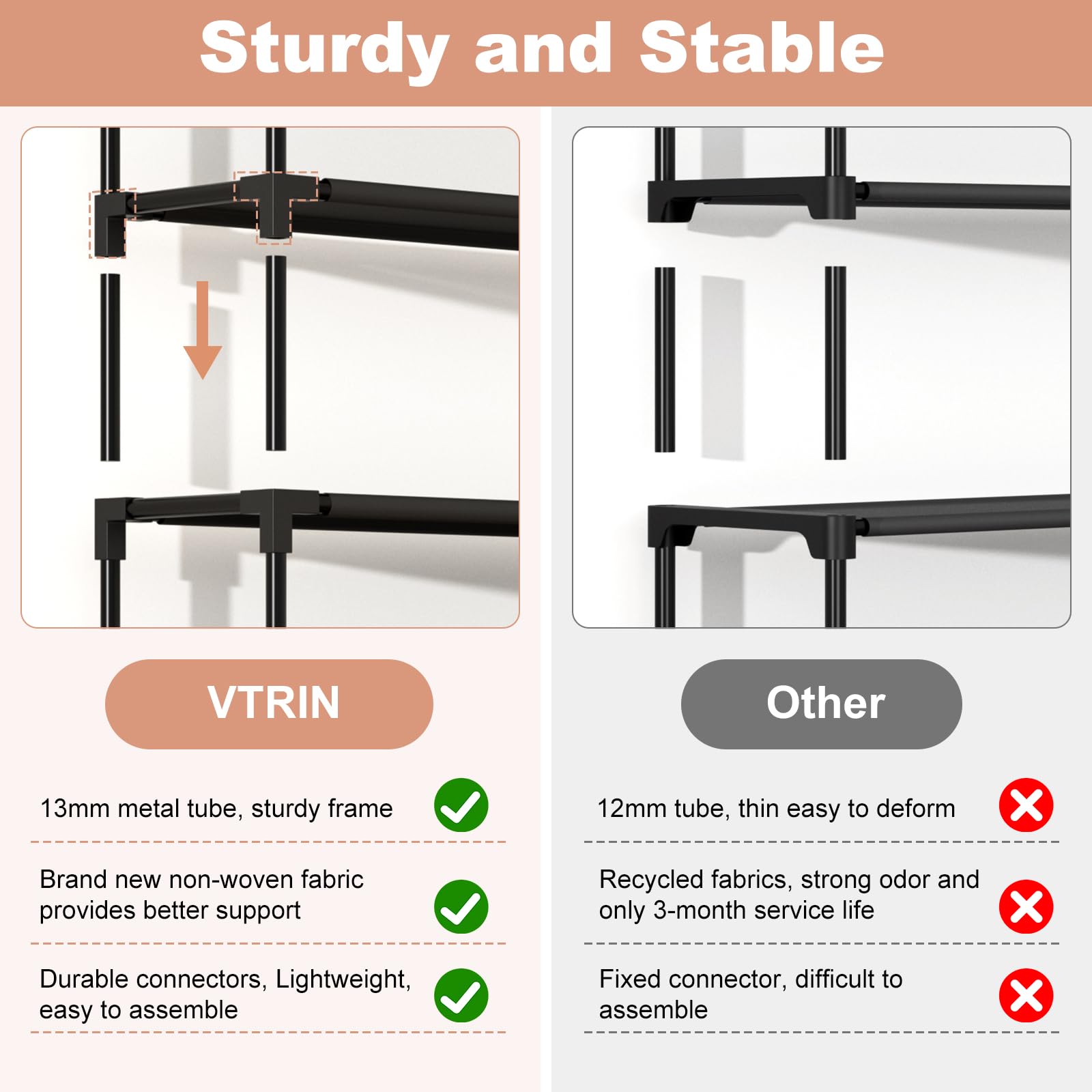 VTRIN 10 Tier Shoe Rack Large Capacity Metal Shoe Organizer for Closet Entryway
