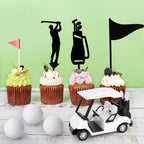 21 Pack Golf Cake Decorations Set with Golf Cart Toy Flag Golf Ball Green Tree,