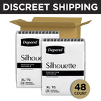 Depend Silhouette Adult Diapers, Incontinence & Postpartum Bladder Leak Underwear for Women, Maximum Absorbency, Extra Large, Black, 48 Count (2 Packs of 24), Packaging May Vary