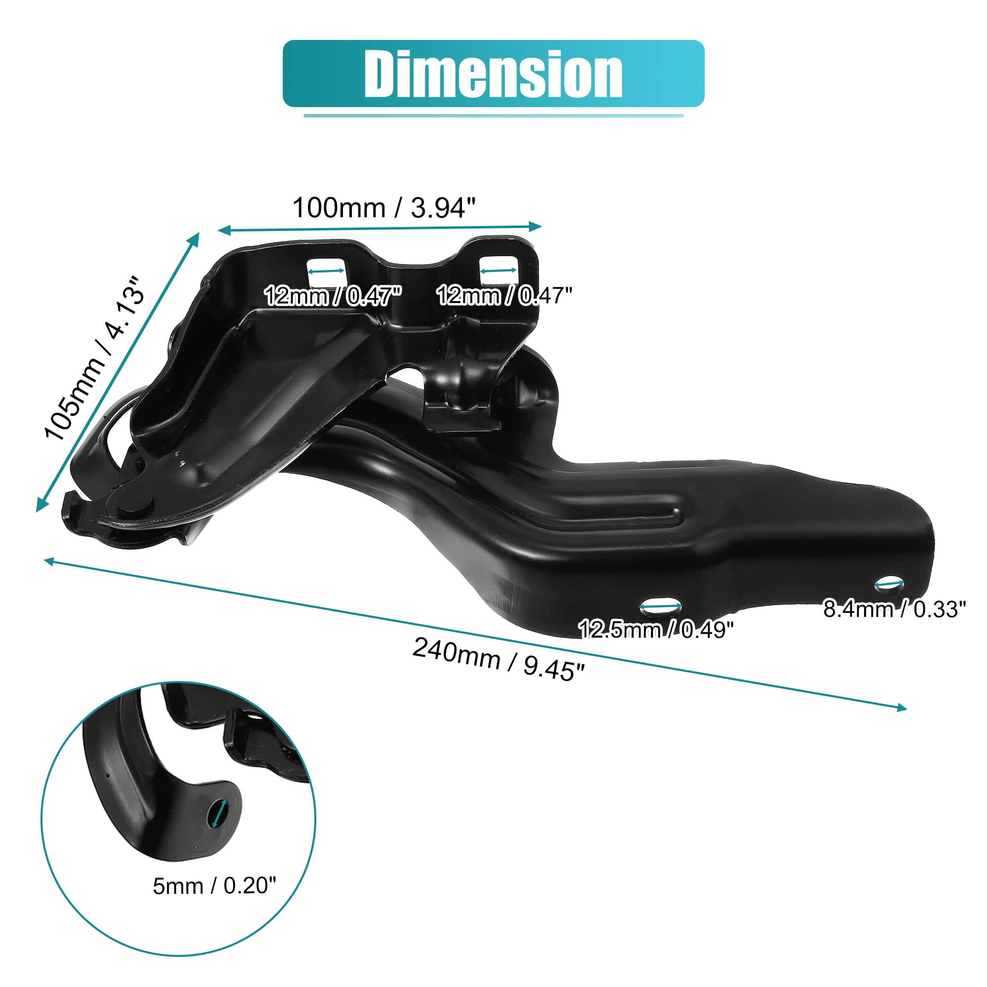 X AUTOHAUX 1 Pair LH RH Car Engine Hood Hinge for Nissan Altima 2013 2014 2015 2016 2017 2018 Driver & Passenger Side Hood Hinge Replaces 65400-3TA0A 65401-3TA0A