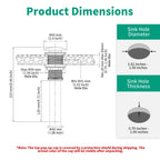 HEROBAI Bathroom Pop up Drain Without Overflow, Anti-Clogging Vessel Sink Drain