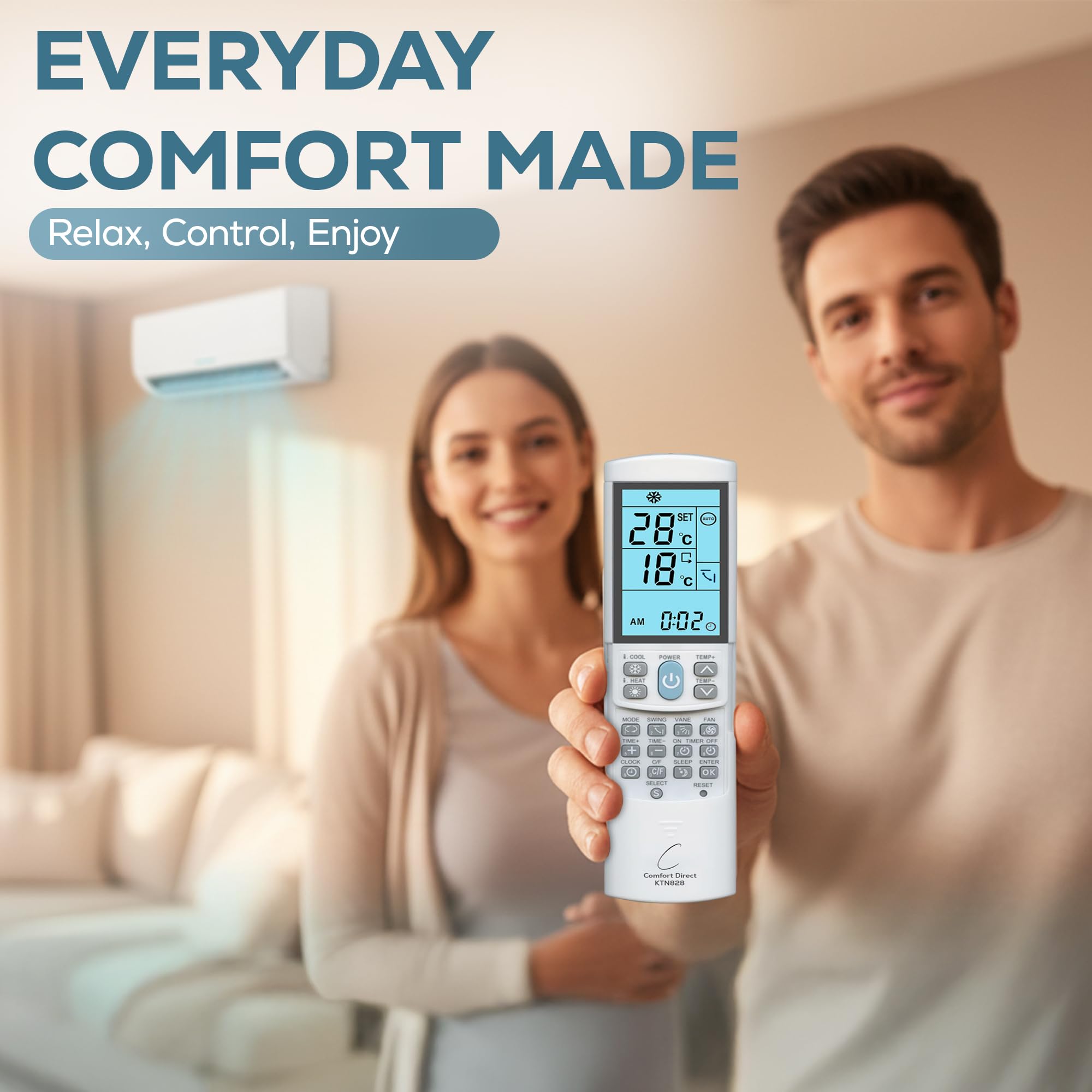 KTN828 Universal Mini Split A/C Remote Control Dual °F °C Modes