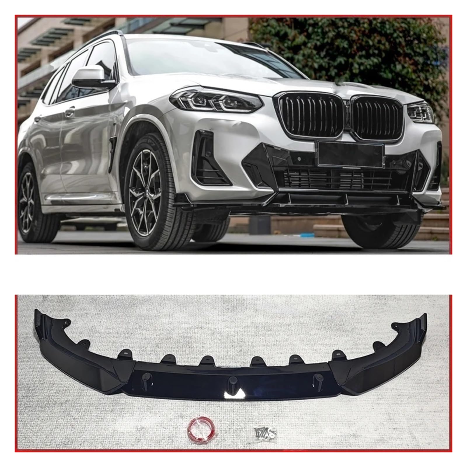 Carbon Fiber Front Bumper Lip Spoiler for BMW X3 G01 X4 G02 iX3 G08 2022-2024