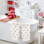 YIXAXKAO 2 Pieces Valentine's Day Hand Towels for Bathroom Red Pink Heart Cotton