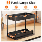 Under Sink Organizer 2 Pack Pull Out Sliding 2 Tier Cabinet Black