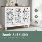 Sophia & William Sideboard and Buffet with Storage Cabinet 3-Door Hollow-Carved