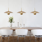 Fulesi Vintage Led Pendant Light Farmhouse Gold Metal Ceiling Lights Mid Century Modern Pendant Lighting Industrial Large Pendant Light for Kitchen Island Bedroom