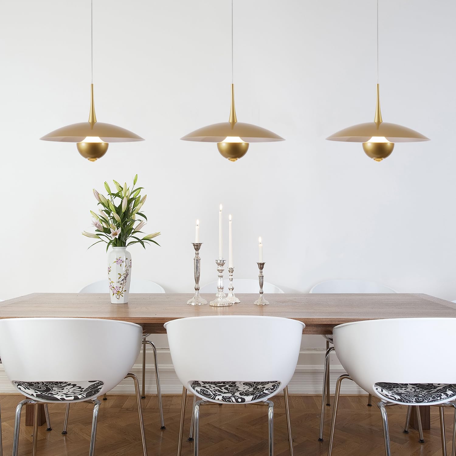 Fulesi Vintage Led Pendant Light Farmhouse Gold Metal Ceiling Lights Mid Century Modern Pendant Lighting Industrial Large Pendant Light for Kitchen Island Bedroom