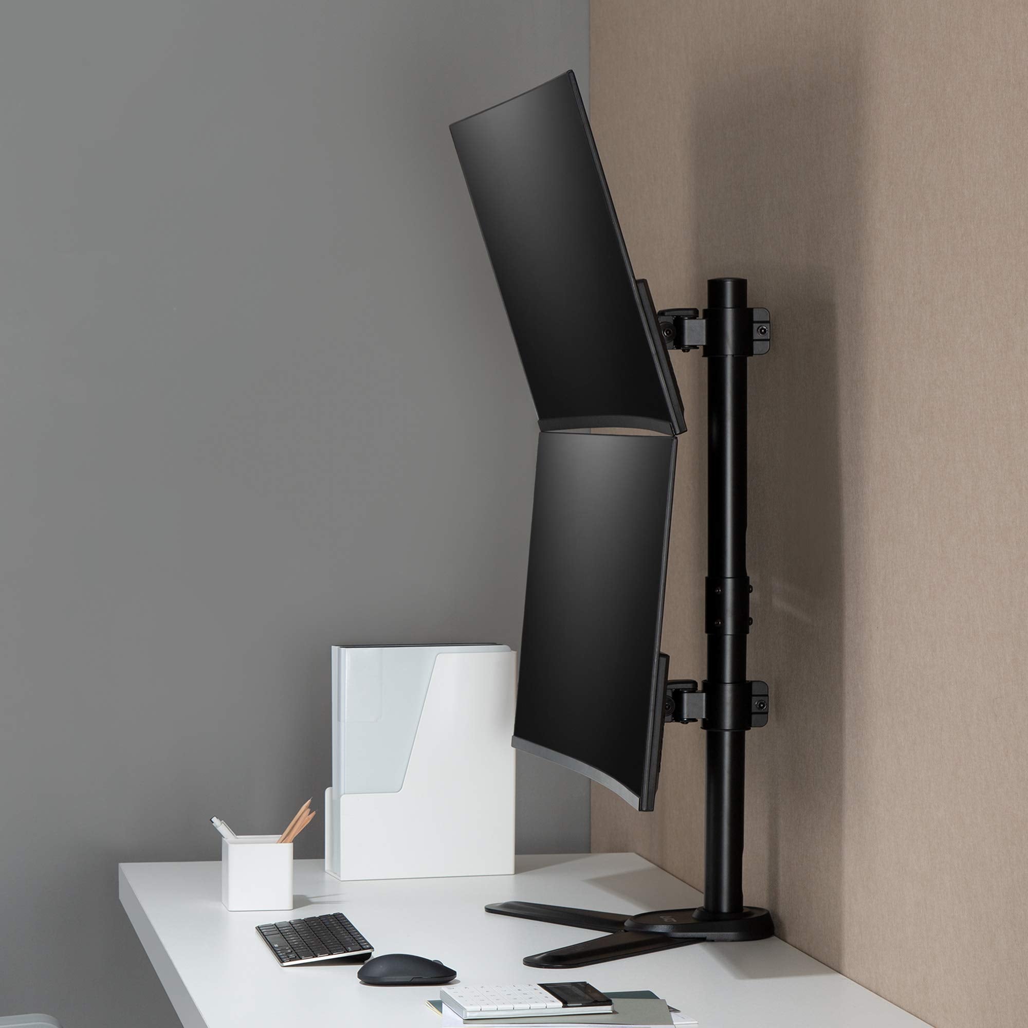 AVLT 34" Vertical Ultrawide Monitor Mount Stand Two Stacked 26.5 lbs Screens on