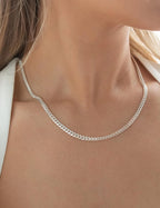 MOLAYES Solid 925 Sterling Silver 3.5mm Cuban Link Curb Chain Necklace for Men