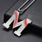 VEEHOO Baseball Necklace for Men Boys,Initial A-Z Letter Baseball Jewelry
