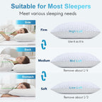QUTOOL Cooling Memory Foam Pillow Queen Adjustable for Side Back Sleepers
