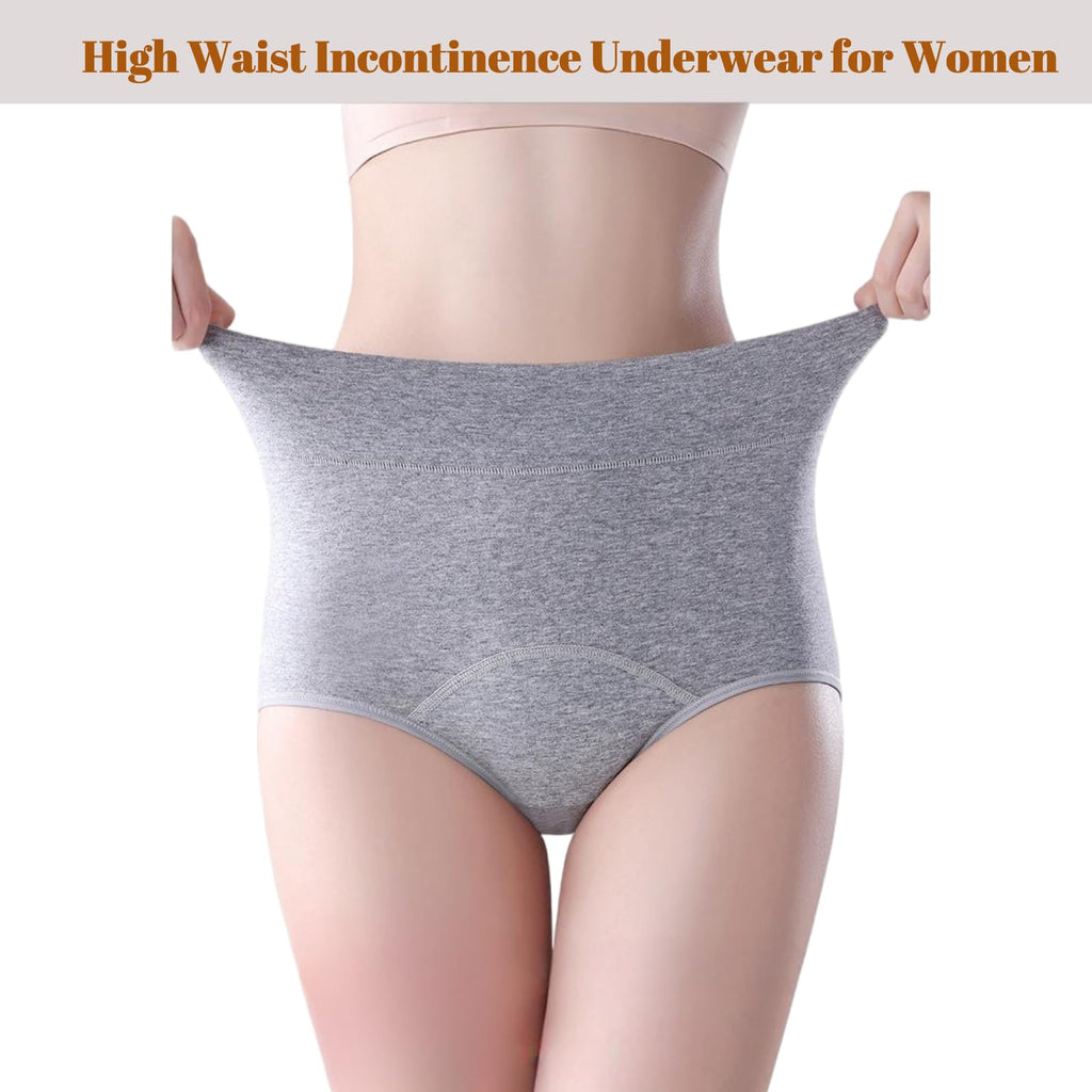 3 Pack Women's Incontinence Underwear Washable, Double Elastic High Waist Adult