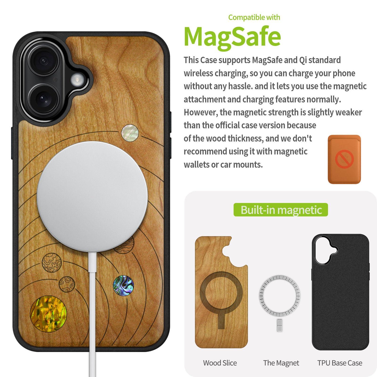 Carveit Magnetic Wooden Case for iPhone 17 Case, Wood Artisan Engraved &