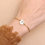 Birth Flower Gold Chain Bracelet for Women Adjustable Stackable Jewelry Gift