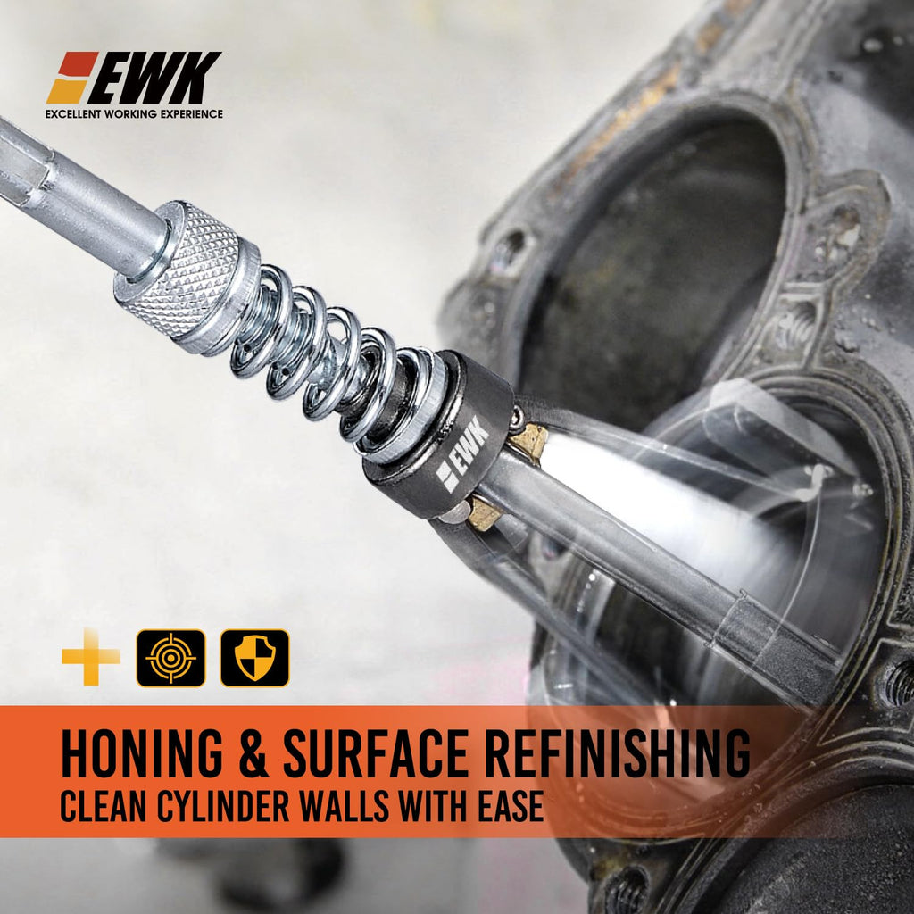 EWK Engine Cylinder Hone Tool 1-2.5 inch 3 Stone Adjustable Deglazer 220 Grit