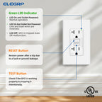 ELEGRP GFCI Outlet 20 Amp, Self-Test GFI Electrical Outlet with Thinner Design,