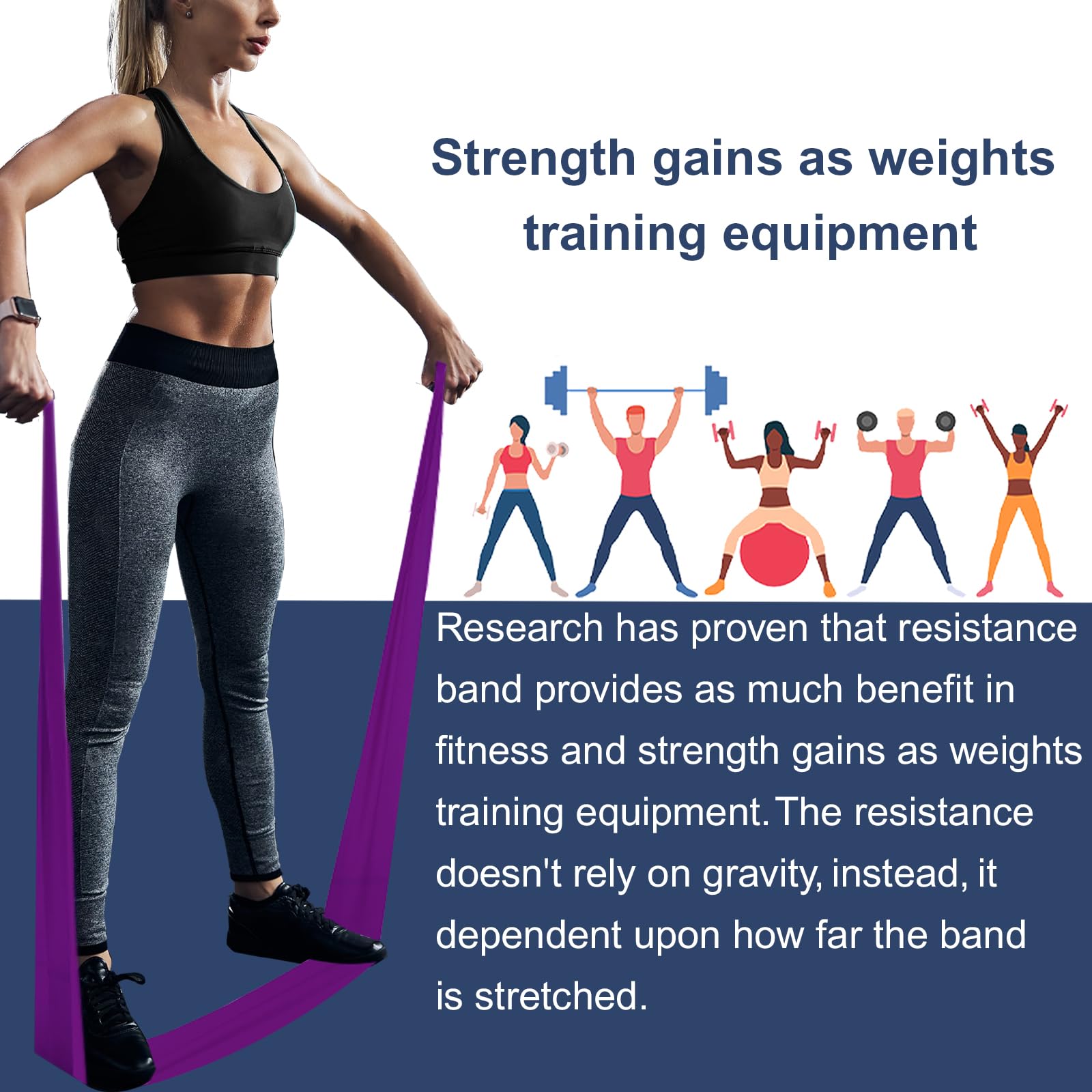 AZURELIFE Resistance Bands Non-Latex Long Elastic Physical Therapy Rehab Yoga
