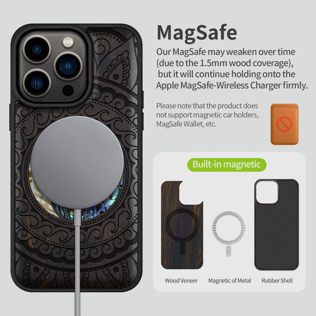 Carveit Designer Wooden Protective Magnetic Case for iPhone 14 Pro Case [Wood