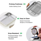 Bacon Container for Refrigerator, 1 Pack 304 Stainless Steel Airtight Deli Meat