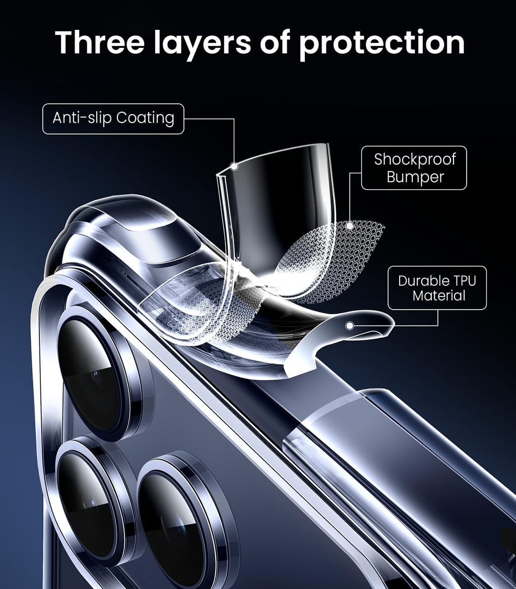 Mkeke Clear iPhone 17 Pro Case Shockproof Military Grade Drop Protection 6.3