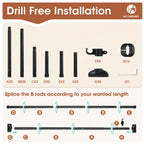 SUNALLY Room Divider Tension Curtain Rod Adjustable 4-10ft Black Heavy Duty