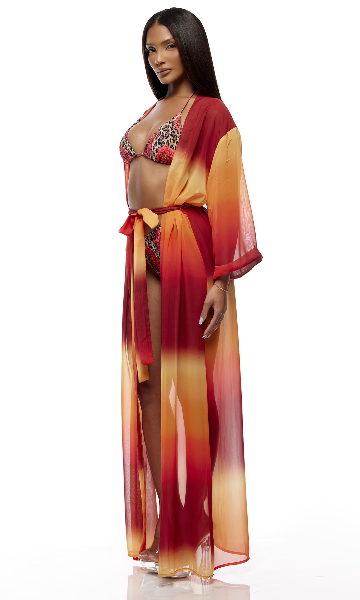 XL Forplay Women's Termoli Mesh Pool Kimono Ombre Swim Cover Up