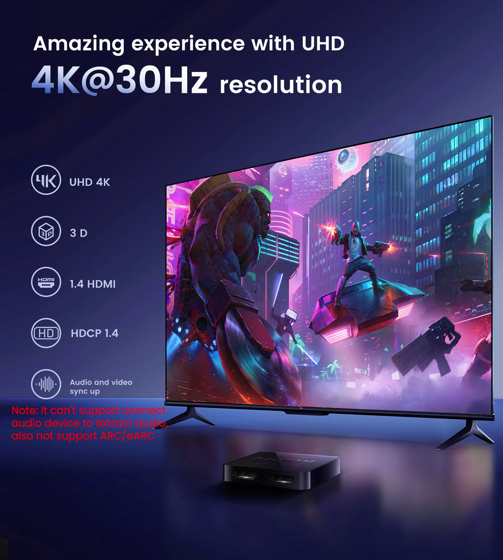 avedio links HDMI Splitter 1 in 2 Out [w/ 4 Ft Hdmi Cable]Not for Extended
