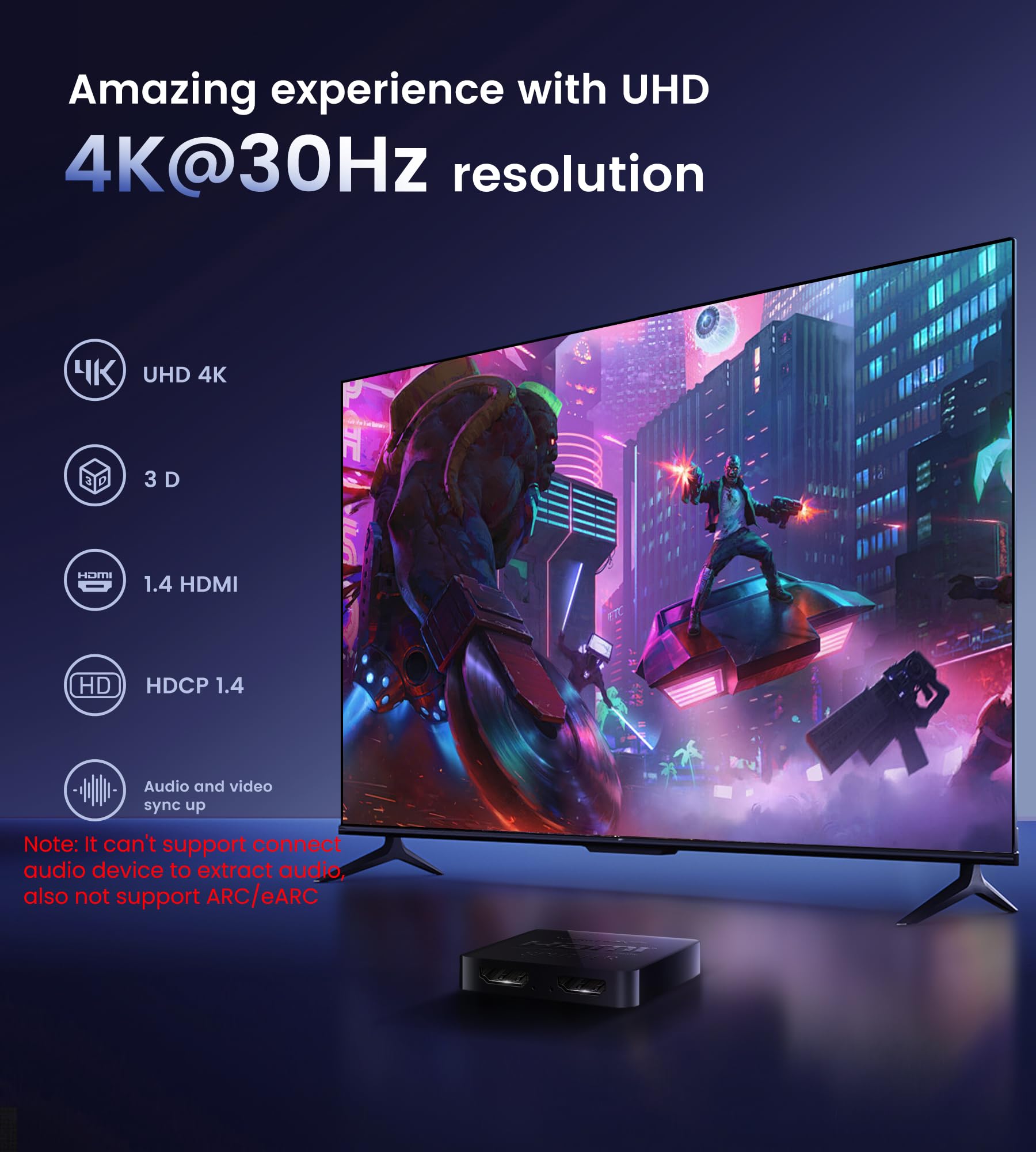 avedio links HDMI Splitter 1 in 2 Out [w/ 4 Ft Hdmi Cable]Not for Extended