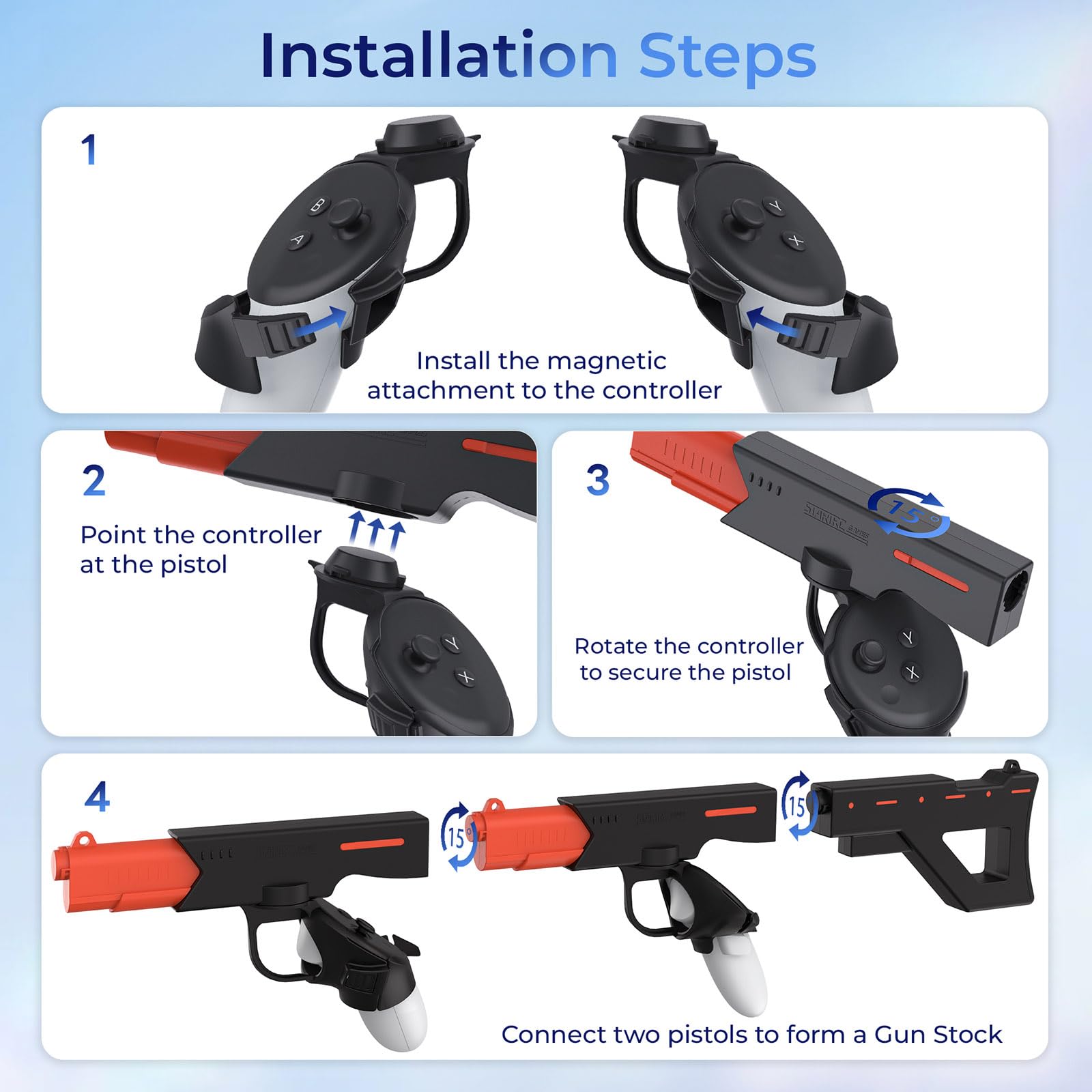 LICHIFIT Magnetic VR Machine Gun/Pistol Model Controller Holder for Meta Quest