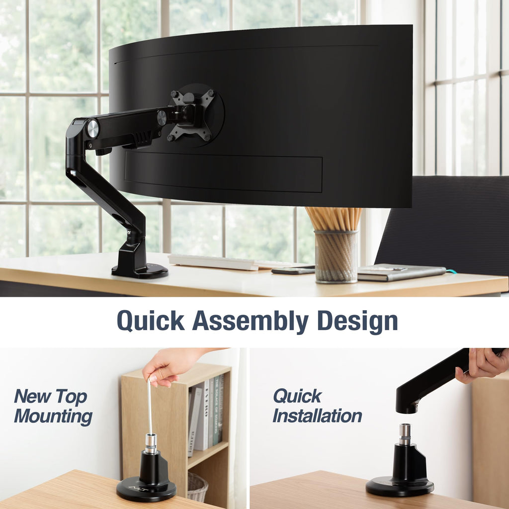AVLT Single Monitor Arm Desk Mount 13–38 inch  Full Motion VESA Ultrawide Black