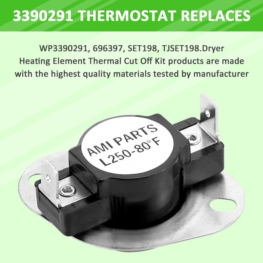 AMI PARTS 279816 Dryer Thermal Fuse & Thermostat Replacement Part Kit Replaces
