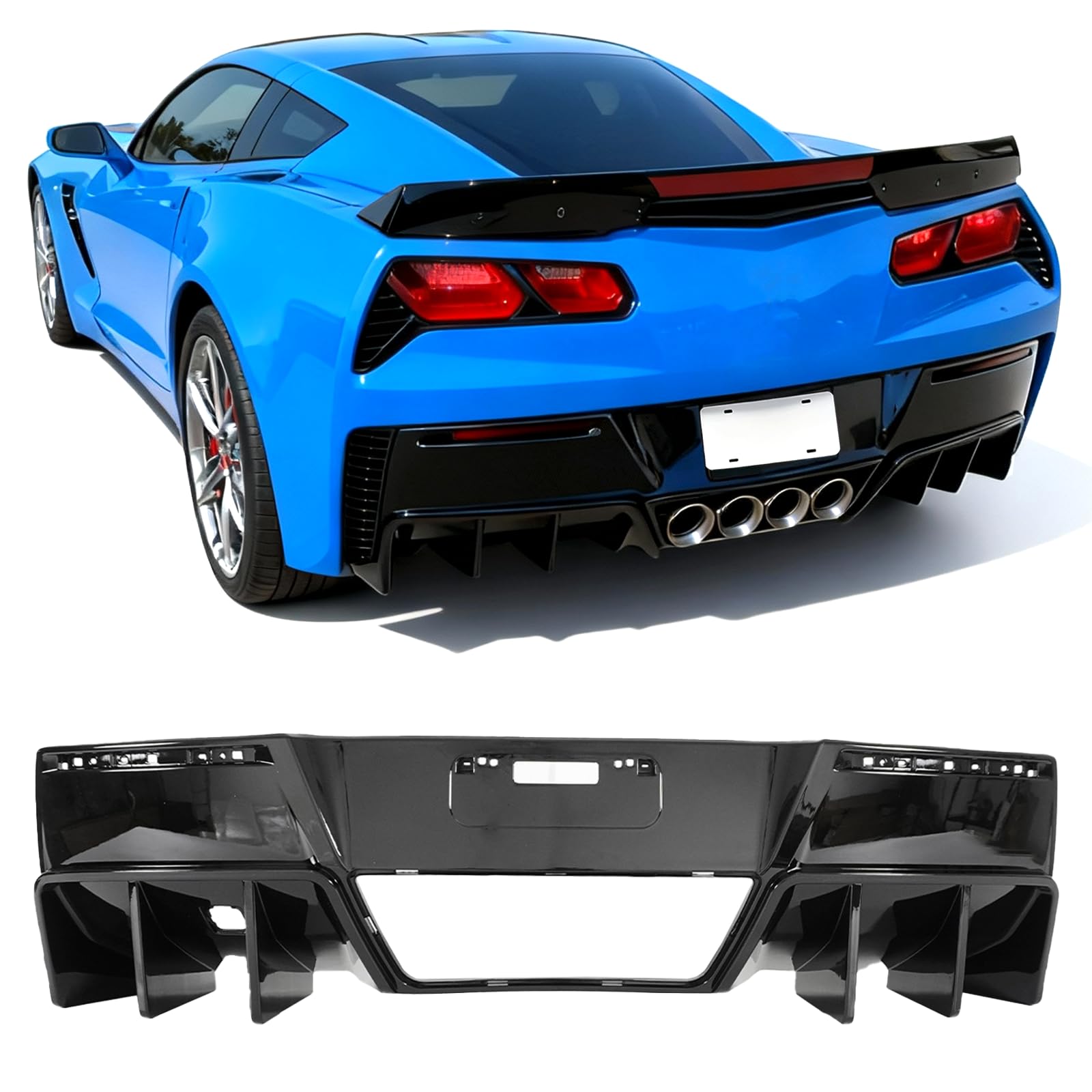 skkyoro Rear Bumper Diffuser Compatible with Chevy Corvette C7 2014-2019 All