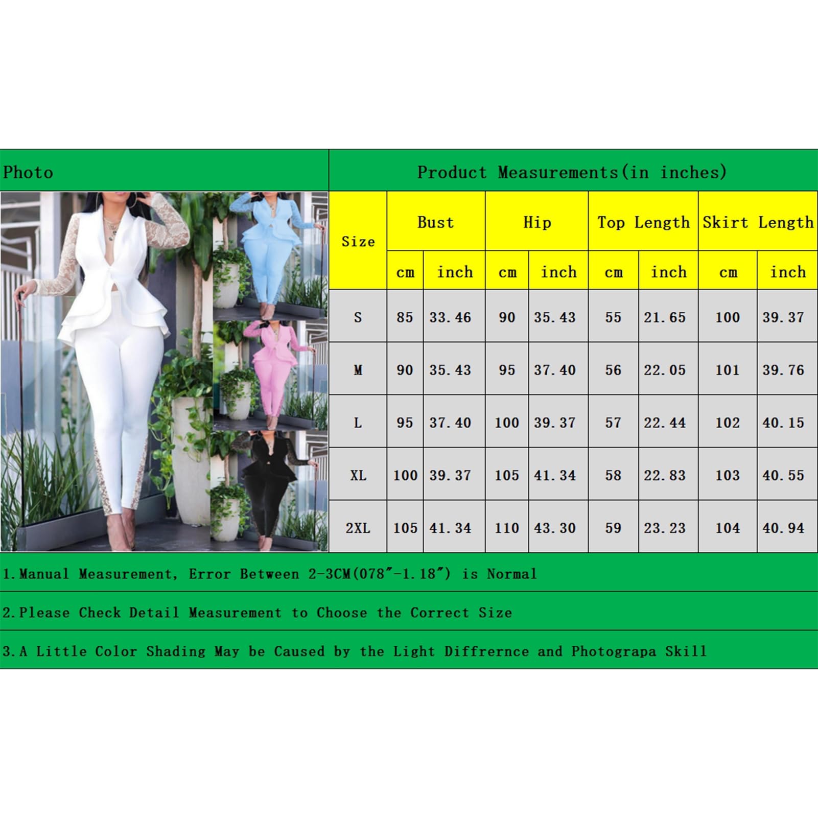 Women's Lace Long Sleeve Sheer Mesh Ruffle Blazer Bodycon Two Piece Outfits Suit