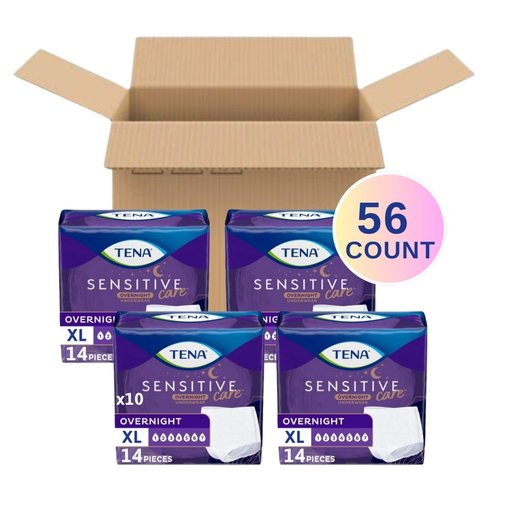 56Count TENA Sensitive Care Overnight Incontinence Underwear Women XL 39-52 Inch