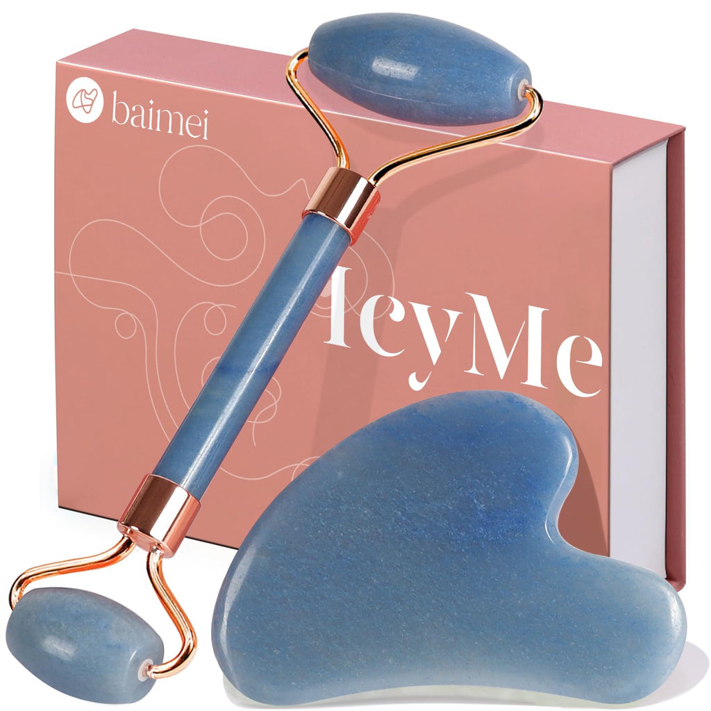BAIMEI IcyMe Jade Face Roller & Gua Sha, Facial Beauty Skin Care Tools, Self