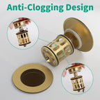 HEROBAI Bathroom Pop up Drain Without Overflow, Anti-Clogging Vessel Sink Drain