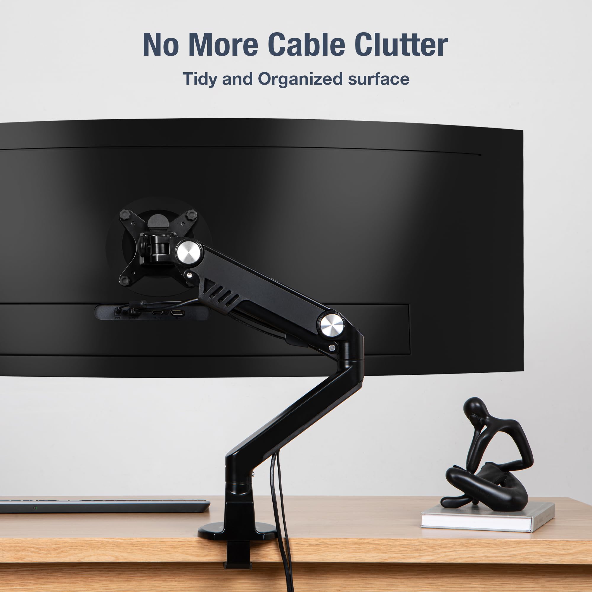 AVLT Single Monitor Arm Desk Mount 13–38 inch  Full Motion VESA Ultrawide Black