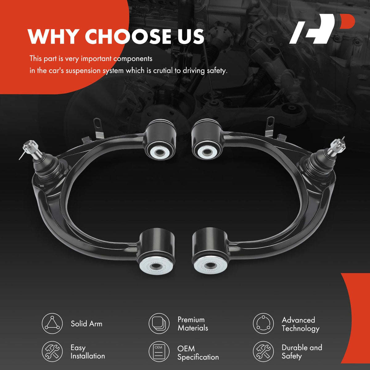 A-Premium 2-Pack Front Upper Control Arms, with Ball Joint & Bushing