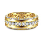 LOIPURI Men's Wedding Band 14K Gold Plated Wedding Ring with 3 Row Classic