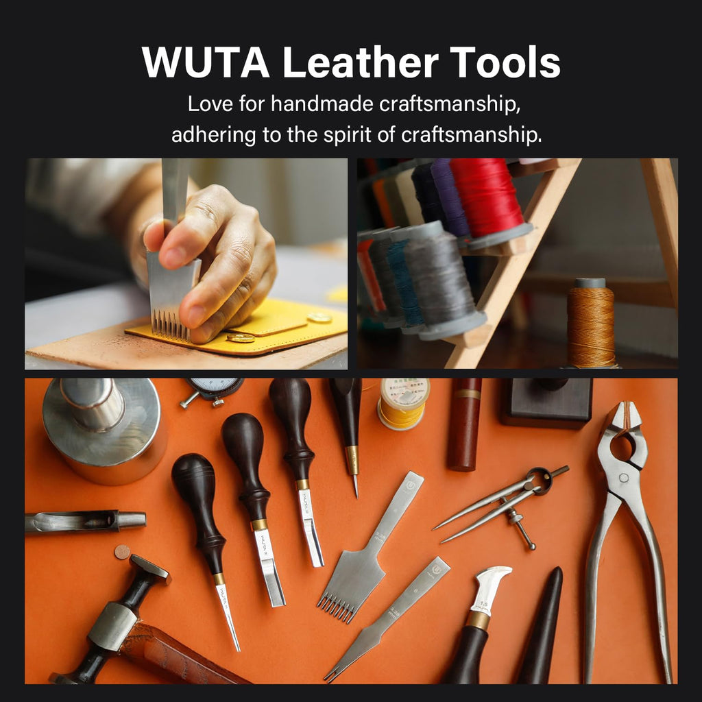 WUTA 12 Pcs Slot Leather Punch Set,Leather Hole Punch Tool,Carbon Steel Black