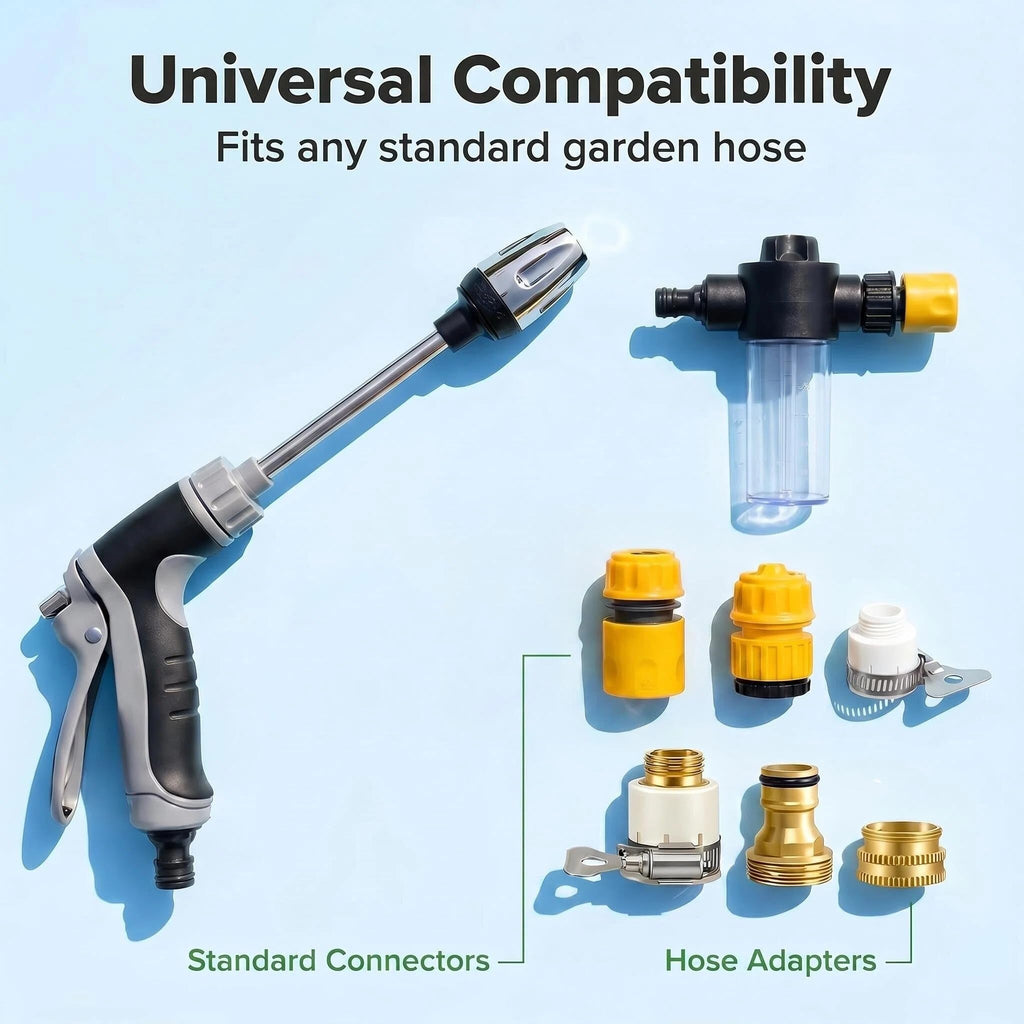 Power Blasters Water Hose Nozzle 3 Spray Modes 360° High Pressure Sprayer