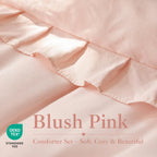JANZAA Blush Pink Comforter Set Queen – Soft Microfiber, Lightweight All Season