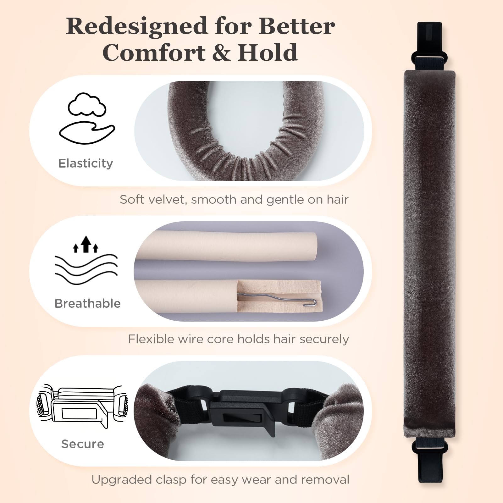 Heatless Hair Curler Set – 4PCS Velvet Overnight Blowout Rods for Heatless