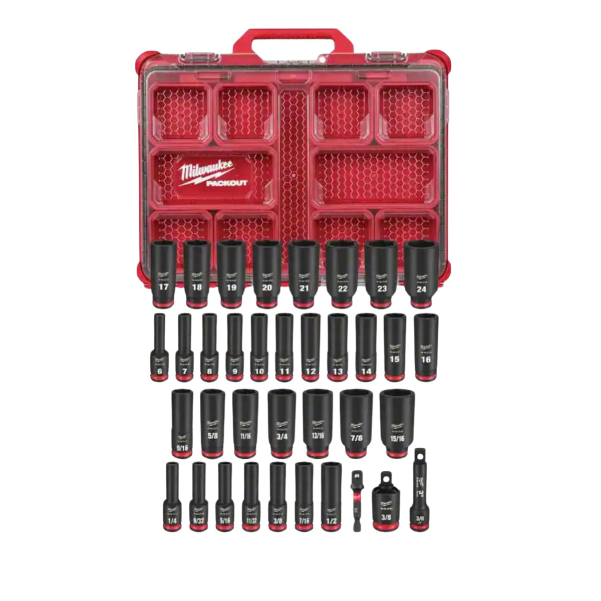 Milwaukee Electric Shockwave Impact Socket 3/8in 36 Pack PACKOUT