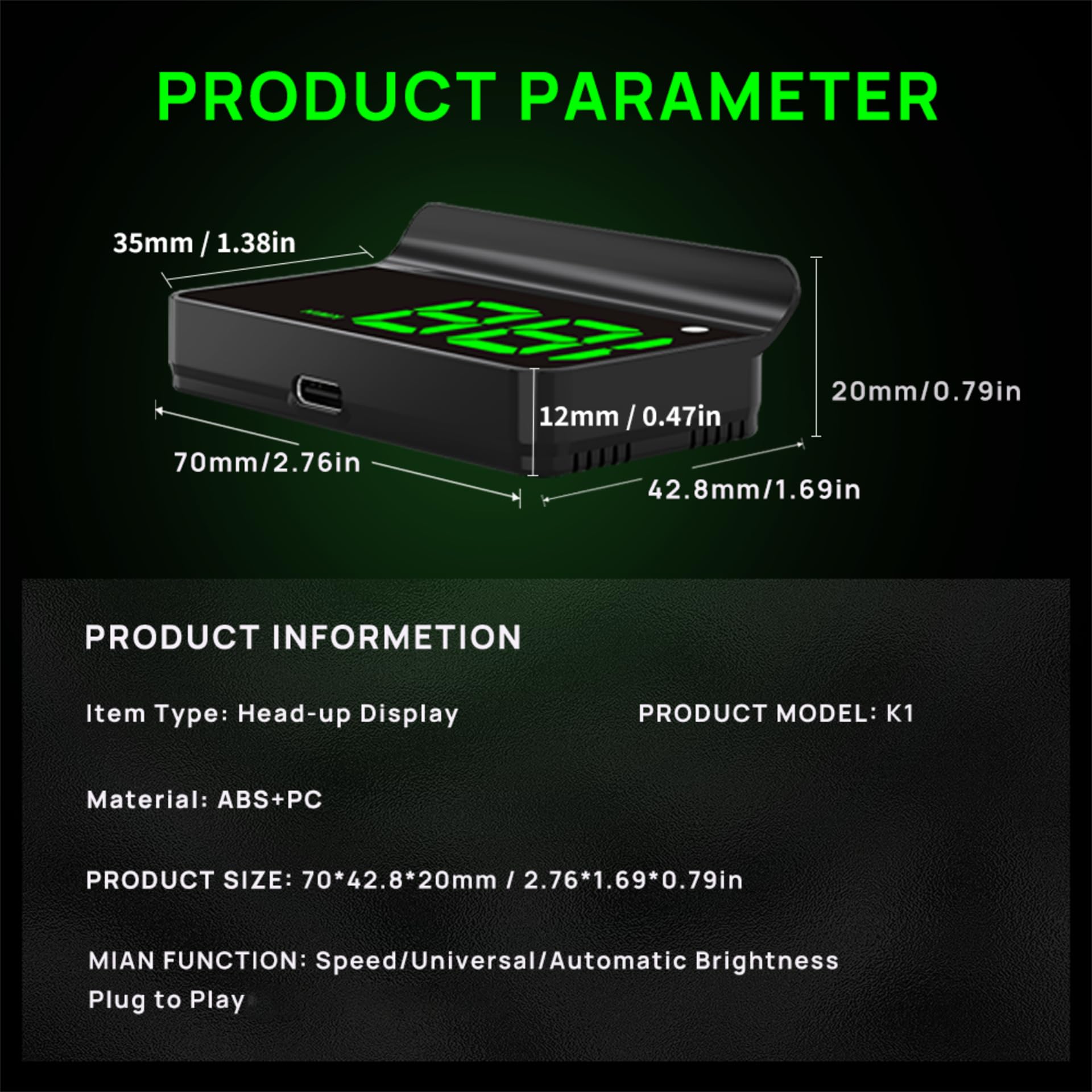 KUOWEIHUD Heads up Display for Cars,Car HUD,Head up Display for Car,Digital GPS