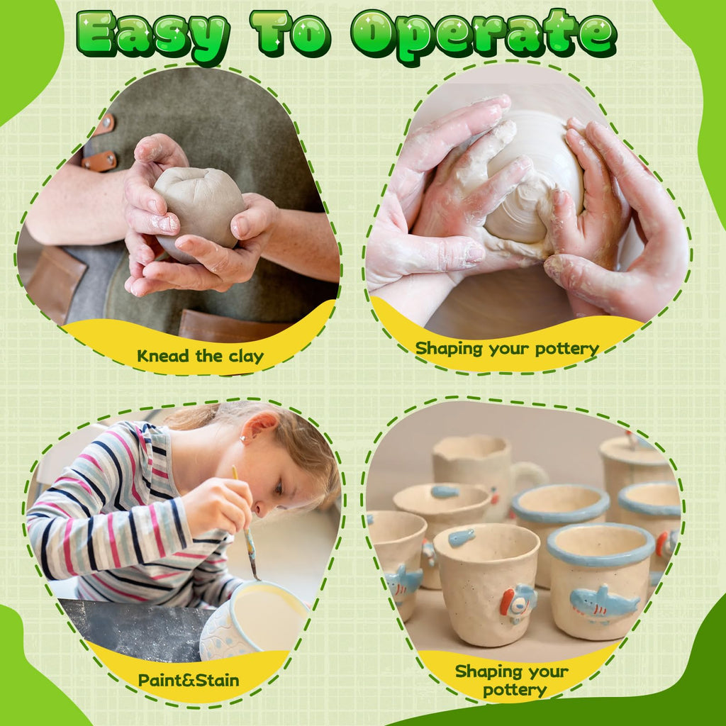 Skirfy Mini Pottery Wheel Kit for Beginners Kids,Electric Ceramic Wheel with