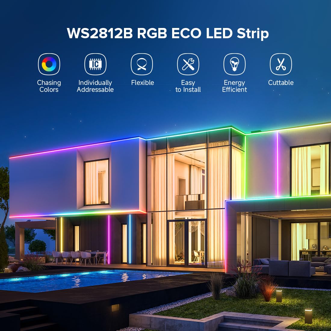 SEZO WS2812B LED Strip Light 3.3FT/1M 144LEDs/m Individually Addressable