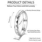 LOFITOR 925 Sterling Silver Fidget Ring for Women Band Multi-faceted Anxiety Ring 4mm Silver Band Spinner Ring for Men Stress Relief Anti-anxiety Rings Rhombus Size14.5